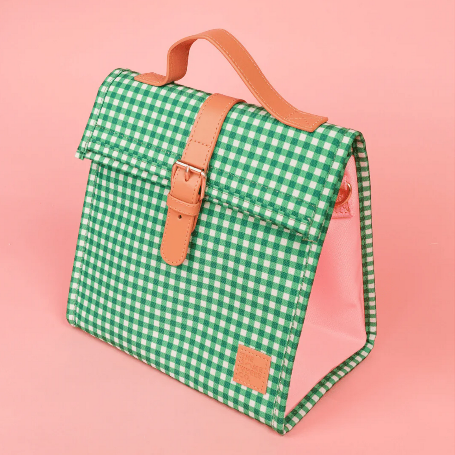 Green Gingham Lunch Satchel