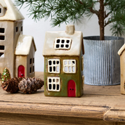 Alsace Tea Light House Christmas Green