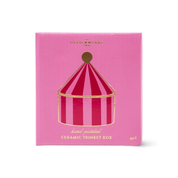 Ceramic Trinket Box Pink & Red Stripe