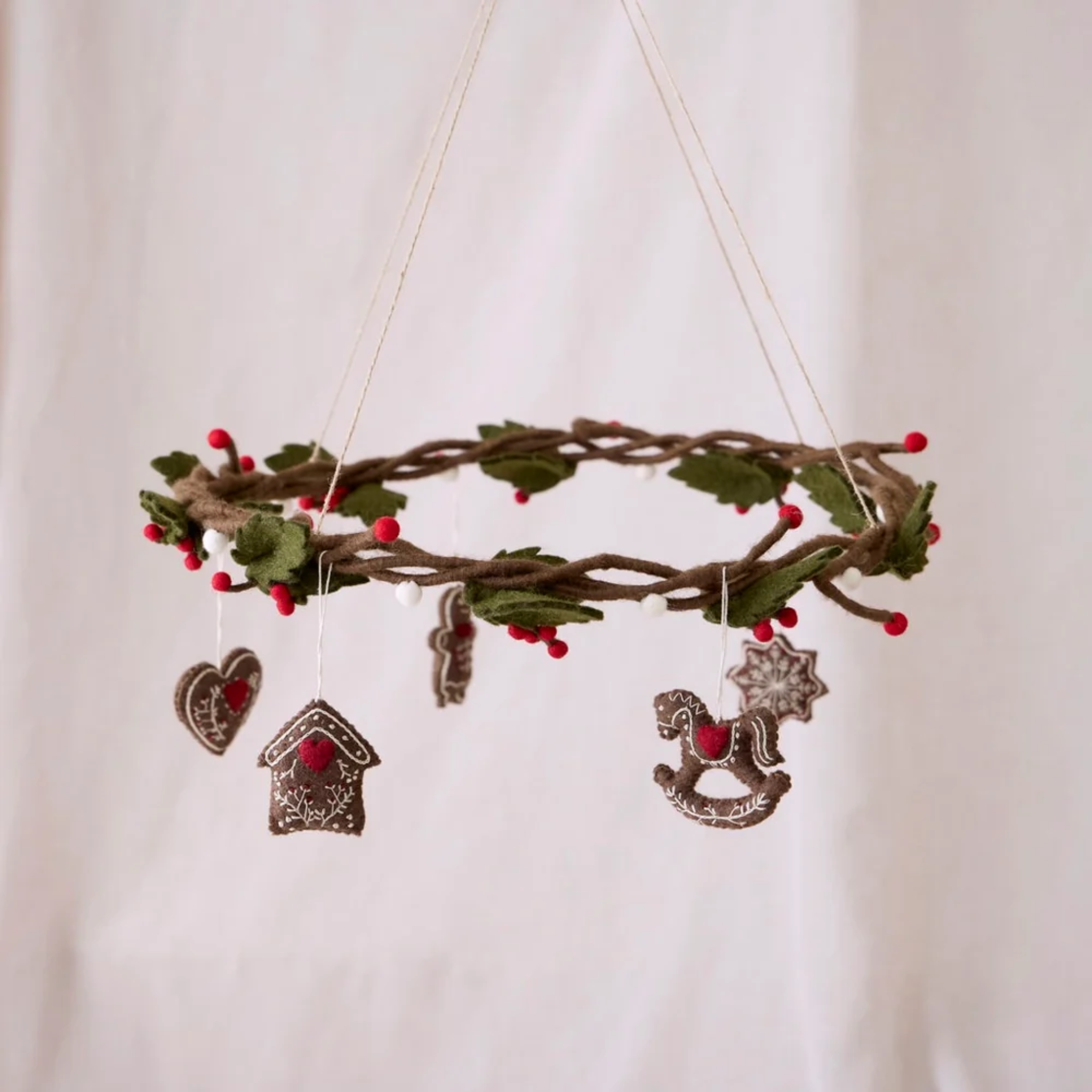 Felt Christmas Gingerbread Heart Decoration