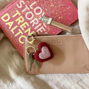 Felt Heart Keychain Charm Deep Red