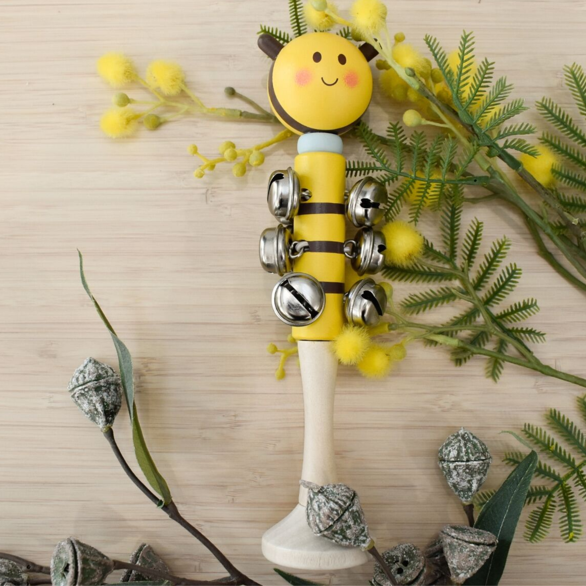 Wooden Insect Bell Stick Bee