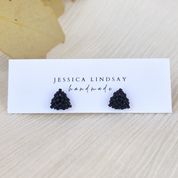 Beaded Triangle Stud Earrings Small Matte Black