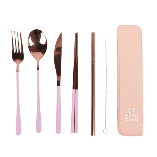 Take Me Away Cutlery Kit Rose Gold with Lilac Handle