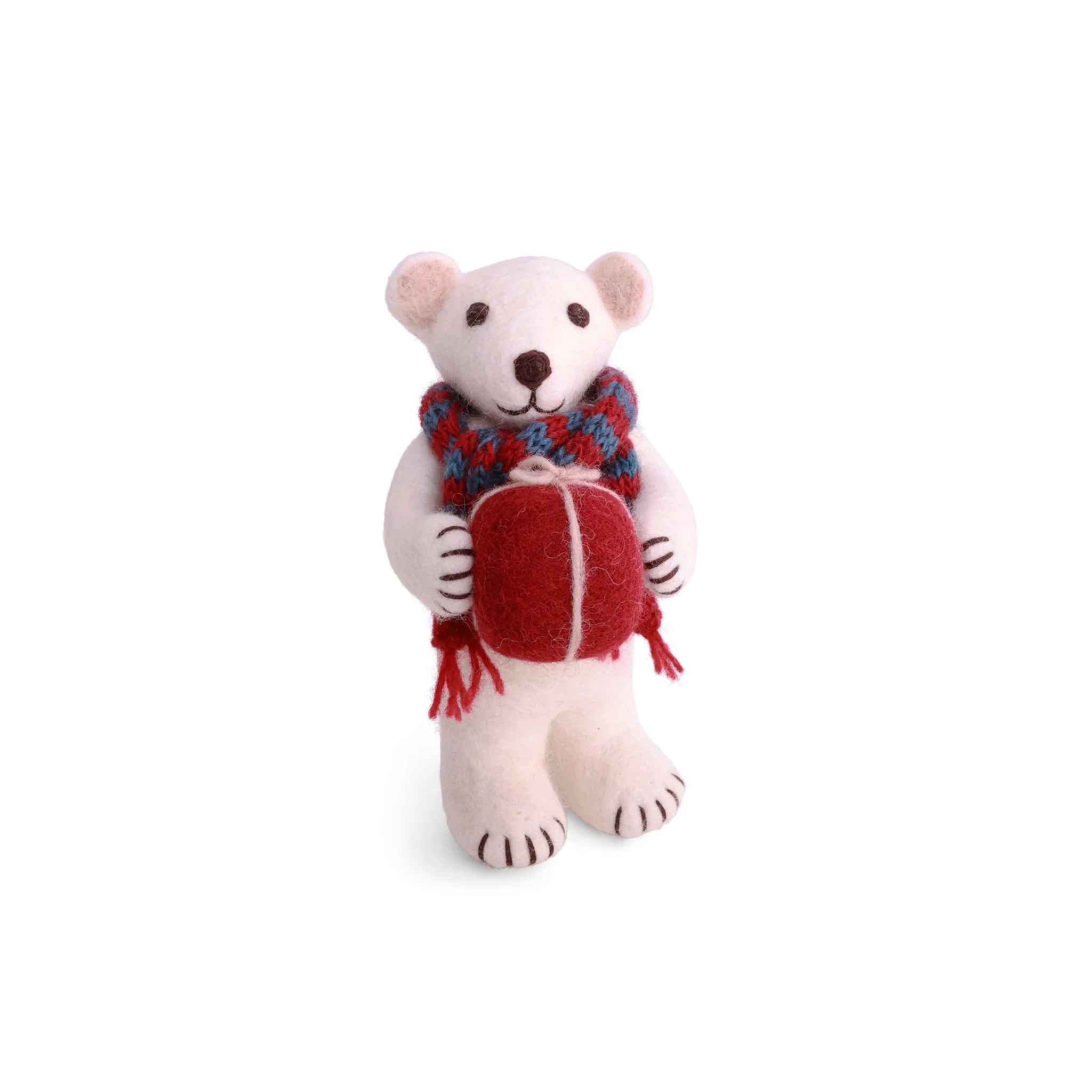 Felt Christmas Polar Bear with Gift Decoration Medium