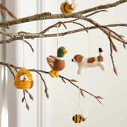 Set Of 3 Felt Bee Hanging Decorations