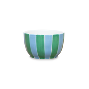 Green & Cornflower Blue Stripe Ceramic Small Bowl