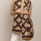 Chocolate Autumn Flower Scarf