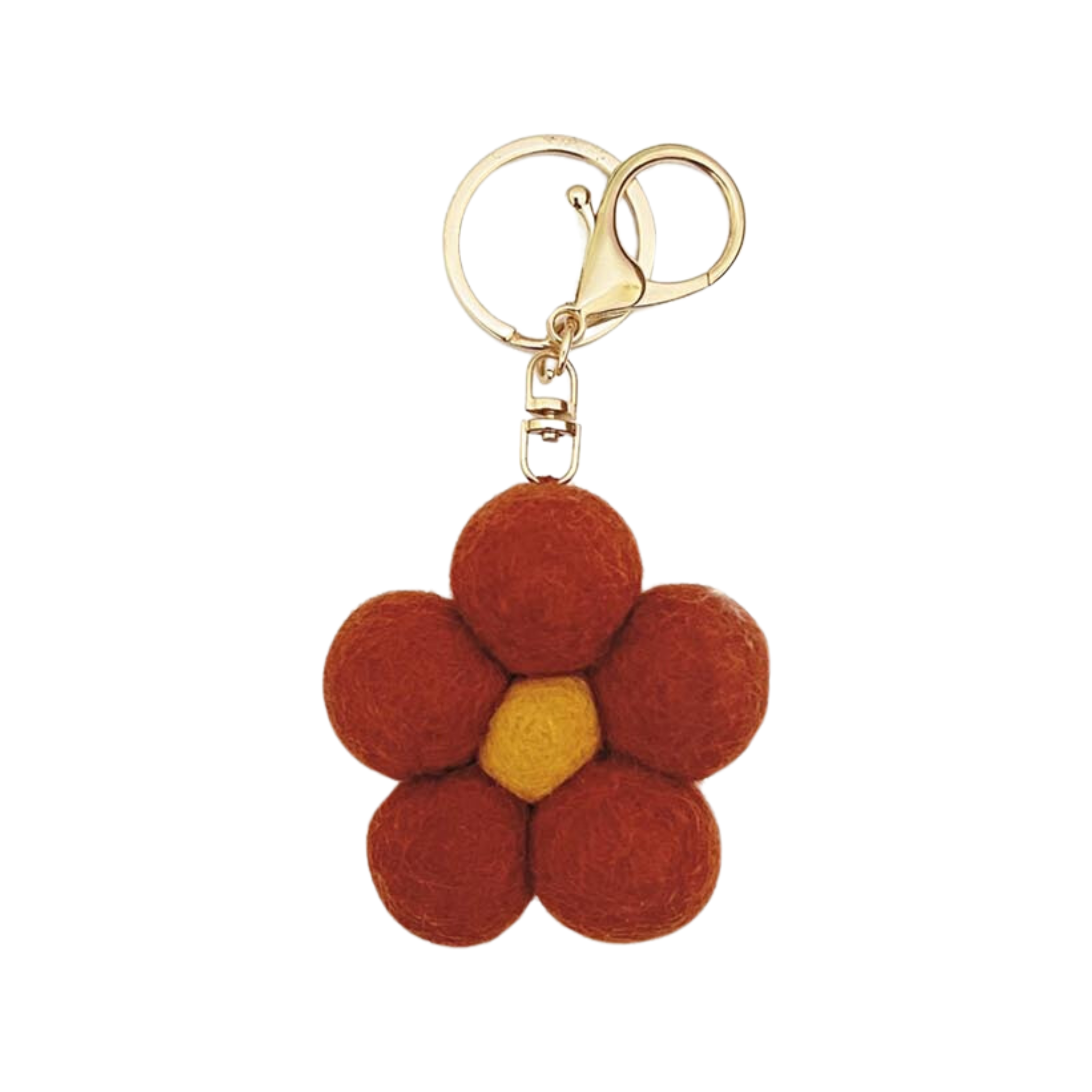 Felt Flower Keychain Charm Red