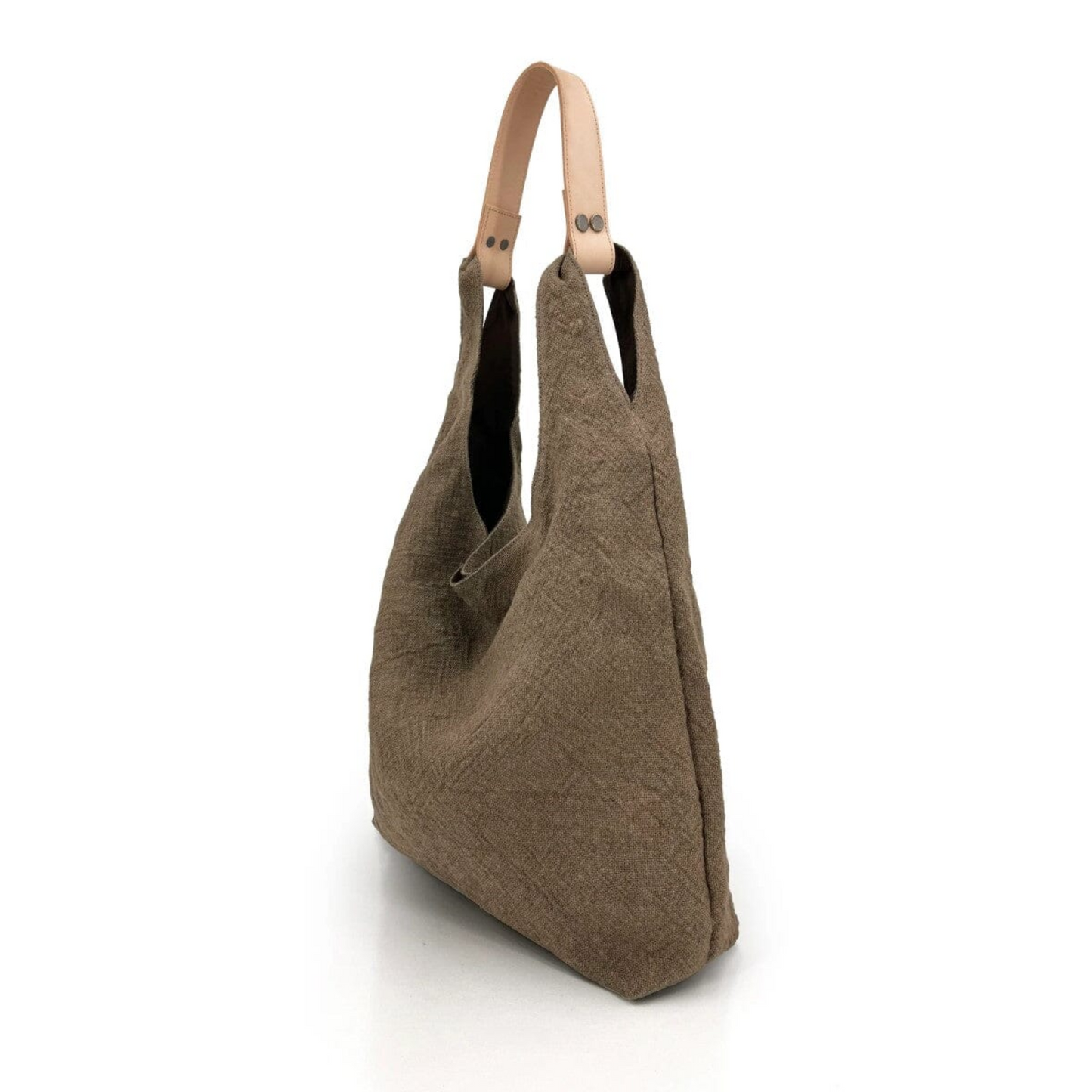 Leather Handle Tote Bag Khaki