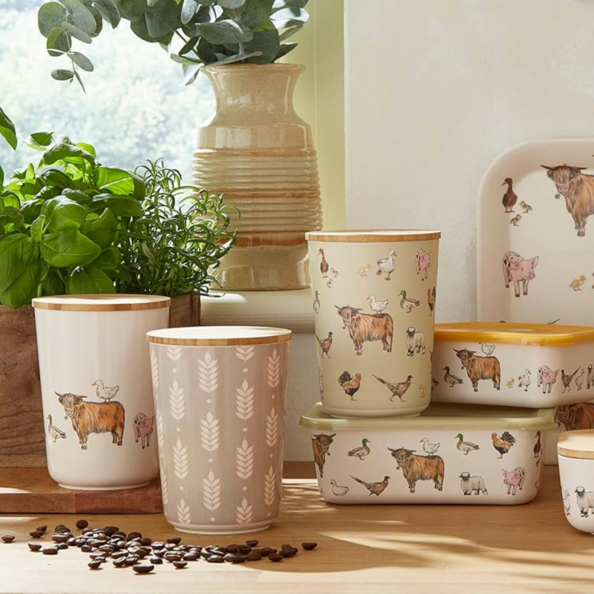 Bamboo Canister Buttercup Farm Animals Natural