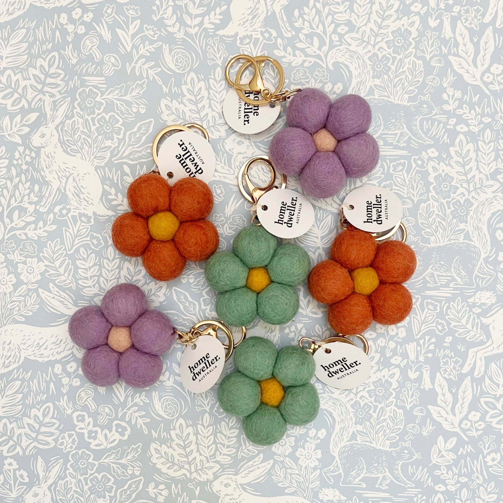 Felt Flower Keychain Charm Lilac