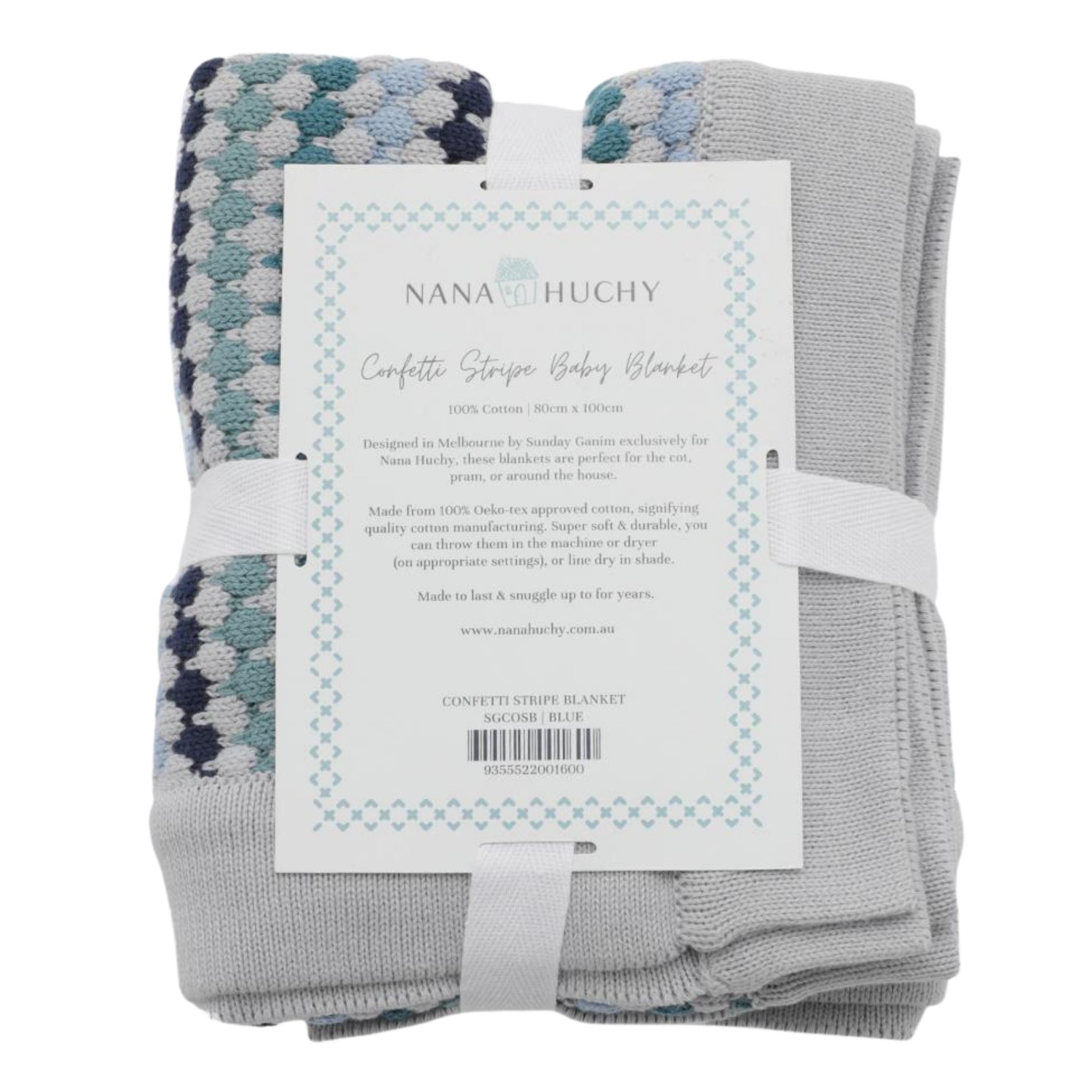 Confetti Stripe Baby Blanket Blue