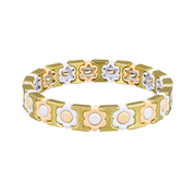 White and Peach Daisy Tile Bracelet