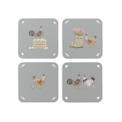 Set Of 4 Coasters Hen House Lane