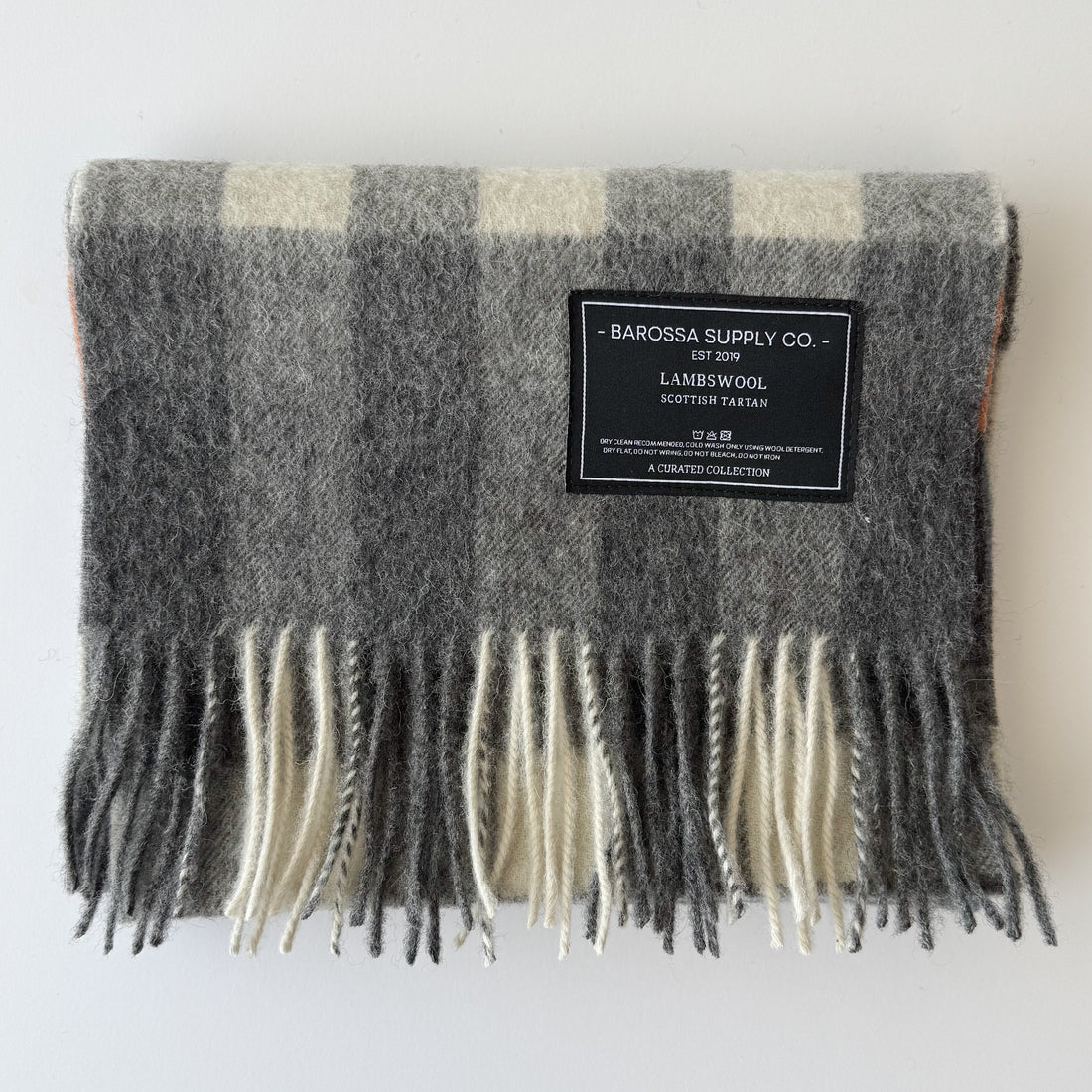 Chequer Teal, Peach & Grey Scottish Tartan Lambswool Scarf