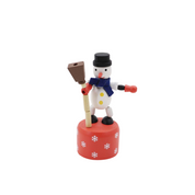 Wooden Dancing Push Puppet Christmas Snowman