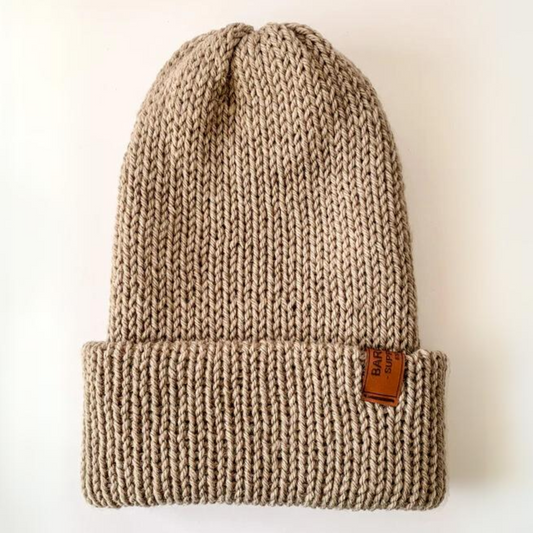 Wool Blend Double Knit Beanie Mocha