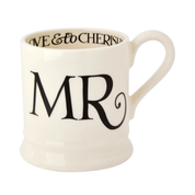 Black Toast Mr & Mrs Set of Two 1/2 Pint Mugs