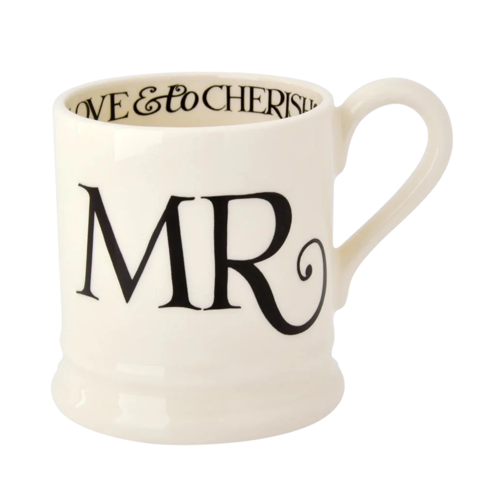 Black Toast Mr & Mrs Set of Two 1/2 Pint Mugs