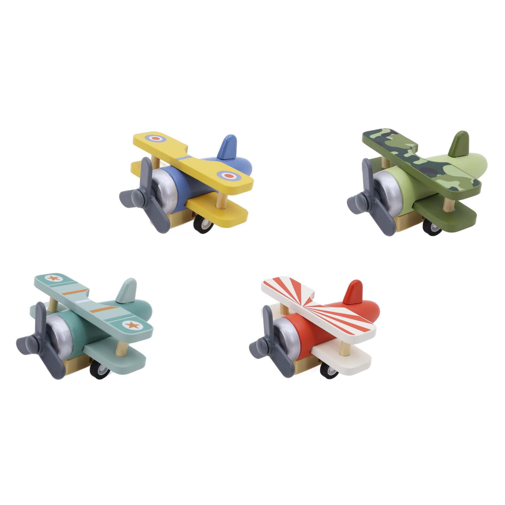 Wooden Pull Back Glider Plane Retro Green