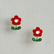 Daisy Plant Earrings Red