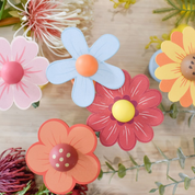 Wooden Dancing Push Puppet Flower Pink & Yellow