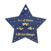 Glitter Rings Set Star, Rainbow & Moon