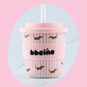 Reusable BambinoCino Bamboo Cup Dash in Pink 240ml