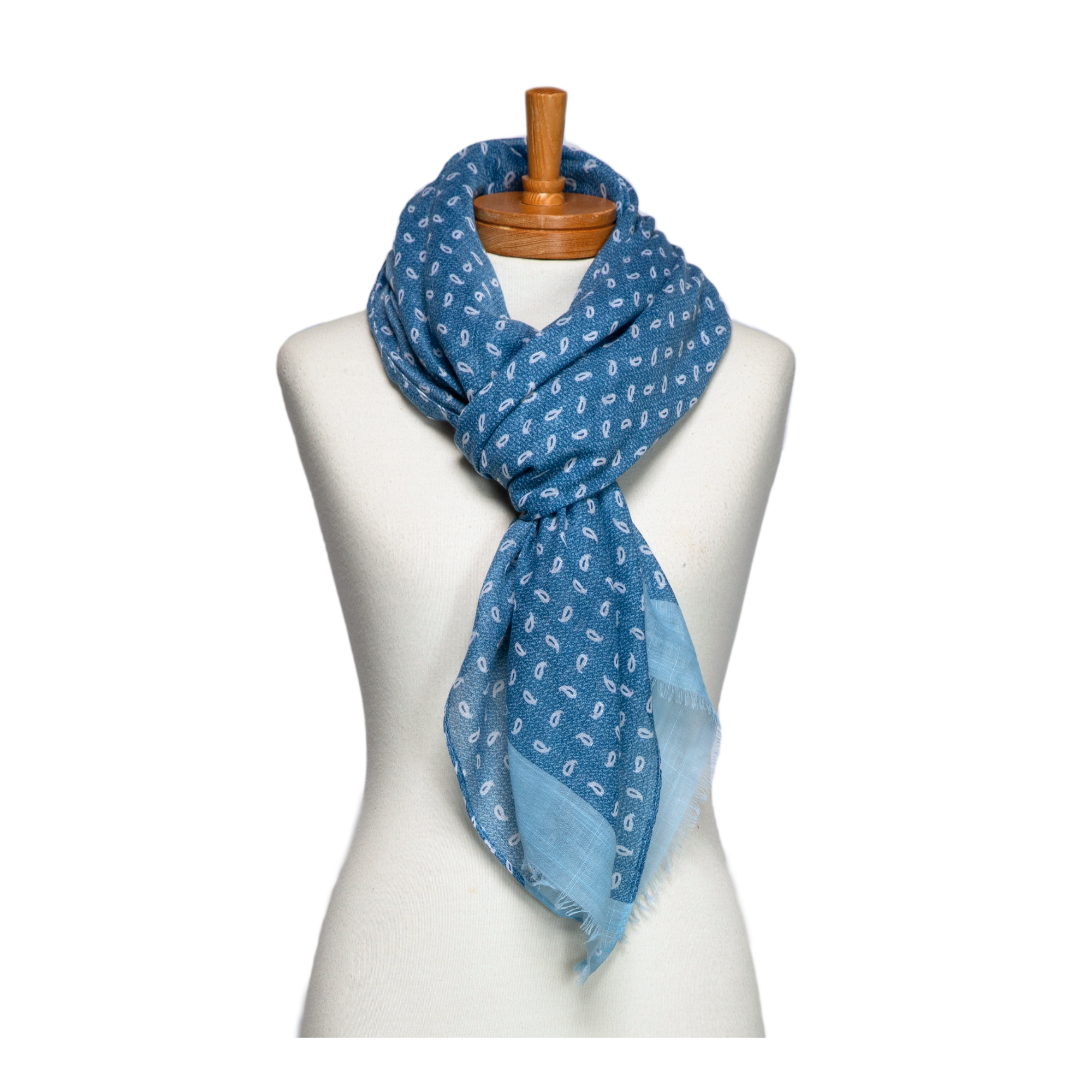 Blue Little Paisley Monogram Scarf
