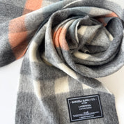Chequer Teal, Peach & Grey Scottish Tartan Lambswool Scarf
