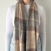 Mackellar Natural Scottish Tartan Lambswool Wide Scarf