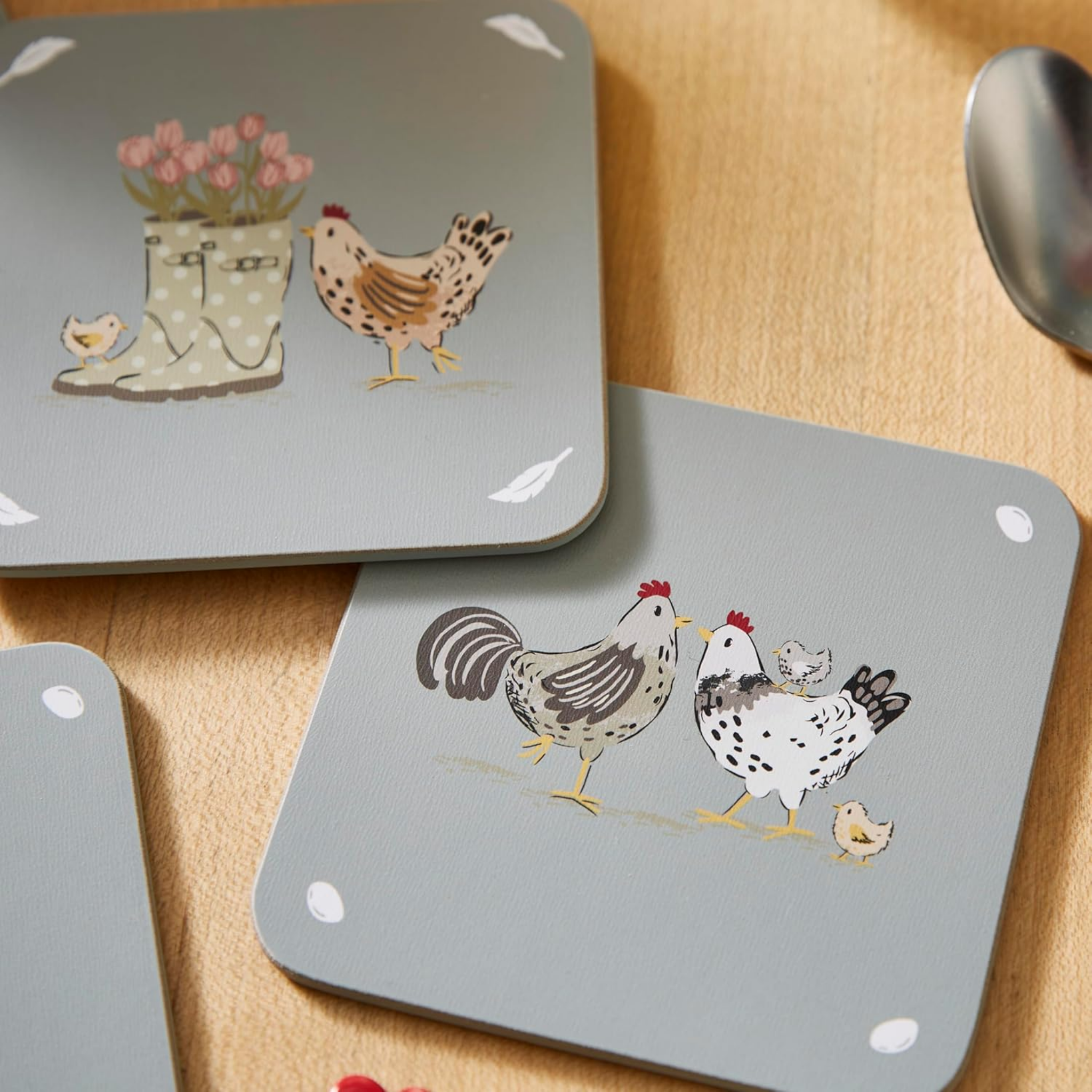 Set Of 4 Coasters Hen House Lane