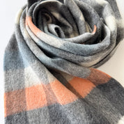 Chequer Teal, Peach & Grey Scottish Tartan Lambswool Scarf
