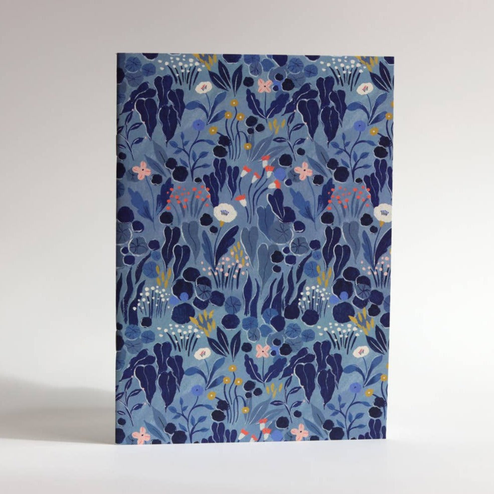 Blue Grey Floral Journal Notebook