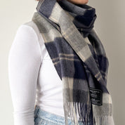 Bannockbane Silver Scottish Tartan Lambswool Wide Scarf