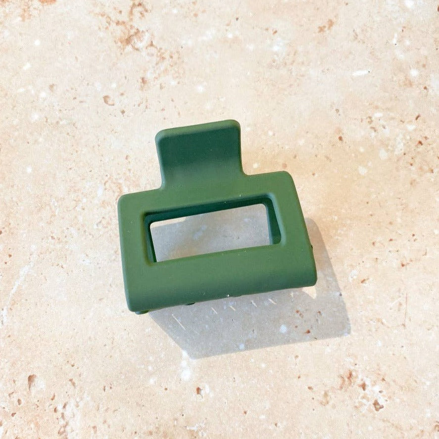 Matte Petite Rectangle Claw Clip Green