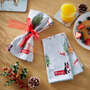 Set Of 4 Napkins Christmas On The Farm