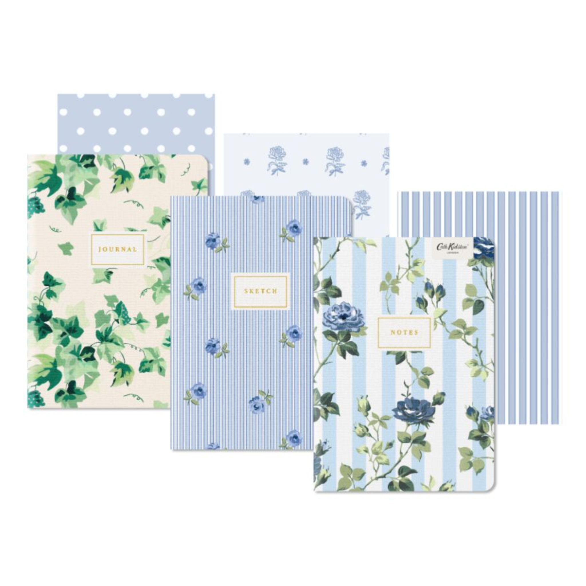 Medium Notebook Set Blue Stripe Floral