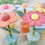 Wooden Dancing Push Puppet Flower Pink & Yellow