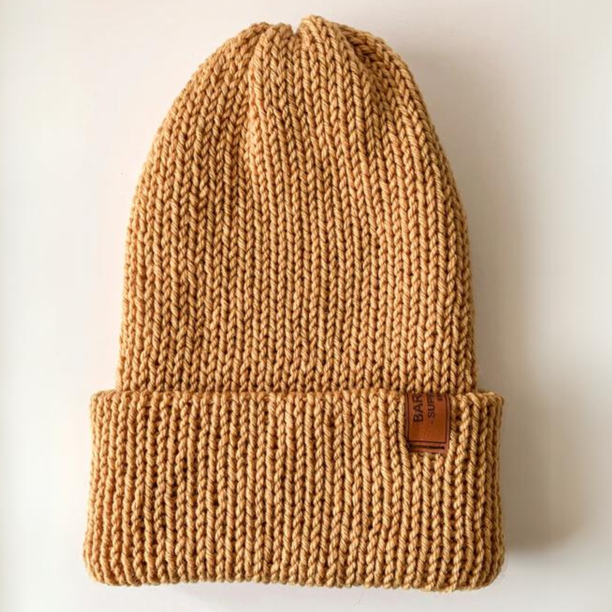 Wool Blend Double Knit Beanie Mustard Yellow