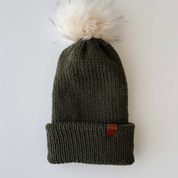 Double Knit Wool Beanie with Pom Pom Hunter Green