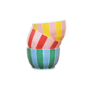 Pink & Yellow Stripe Ceramic Small Bowl