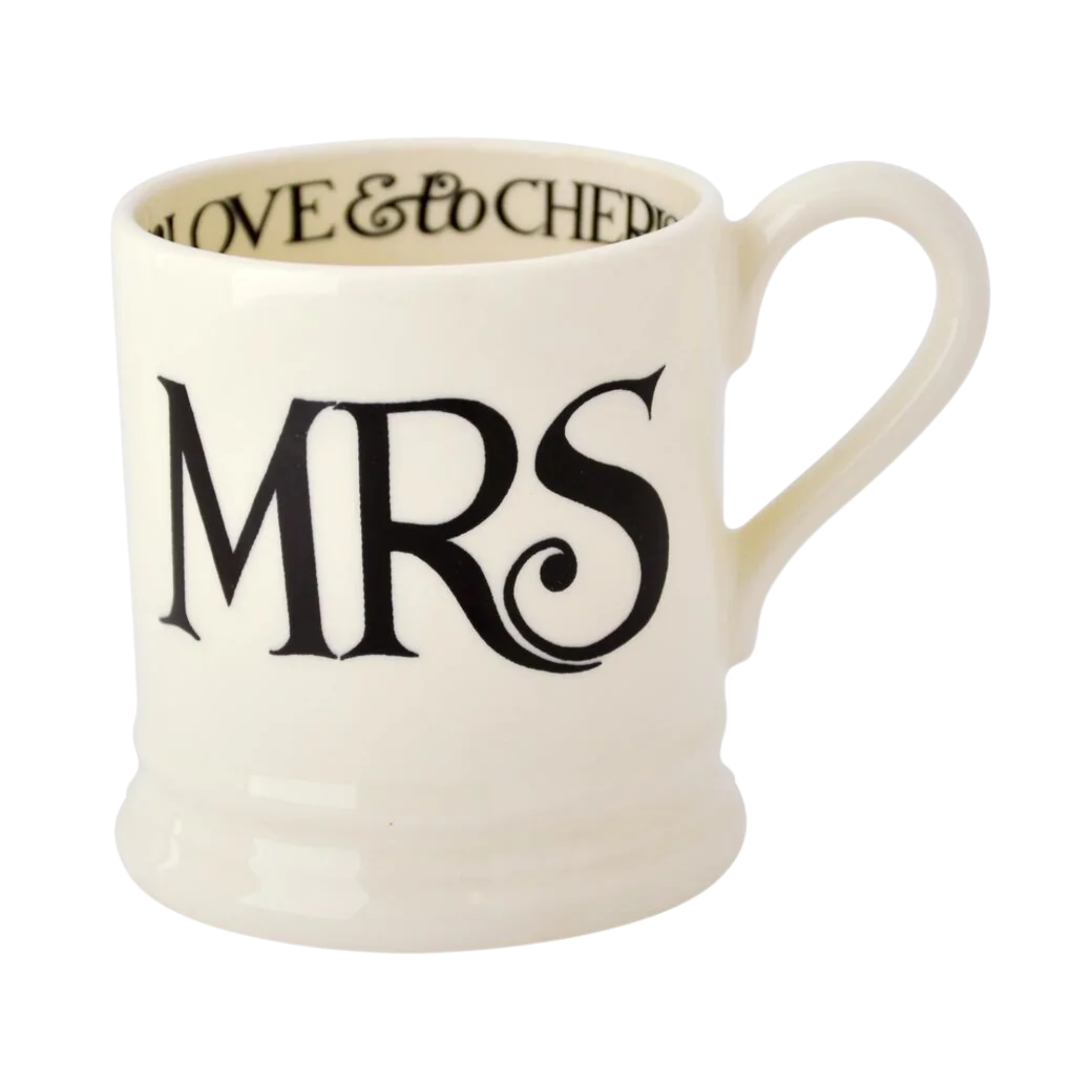 Black Toast Mr & Mrs Set of Two 1/2 Pint Mugs