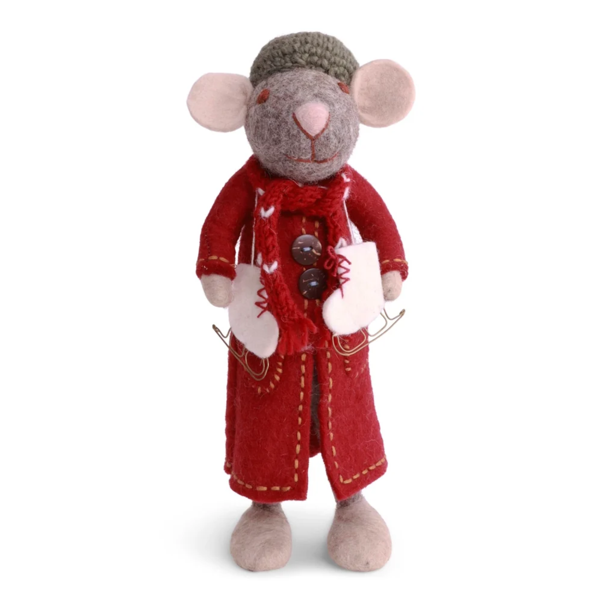 Felt Christmas Girl Mouse with Ice Skates Decoration Medium