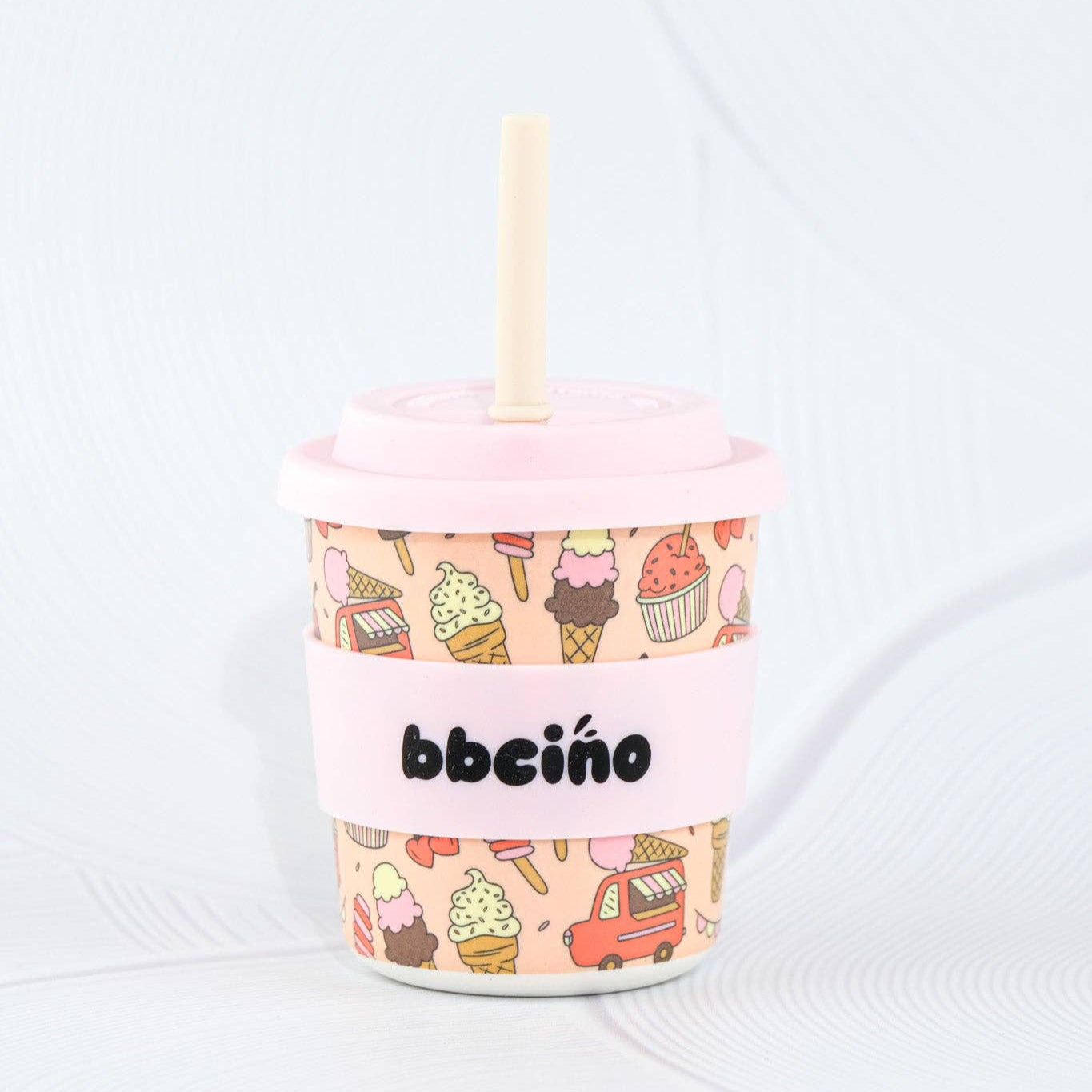 Reusable BambinoCino Bamboo Cup Scoops Pink (240ml)