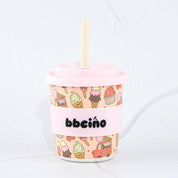 Reusable BambinoCino Bamboo Cup Scoops Pink (240ml)