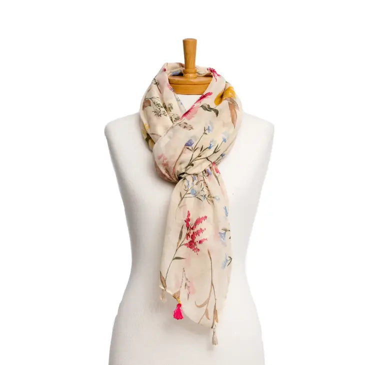 Ivory Floral Garden Scarf