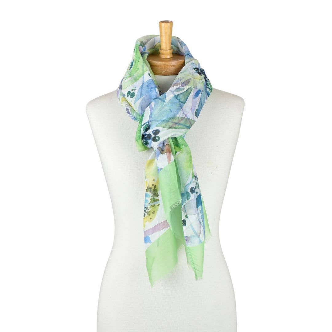Green Botanical Bloom Scarf