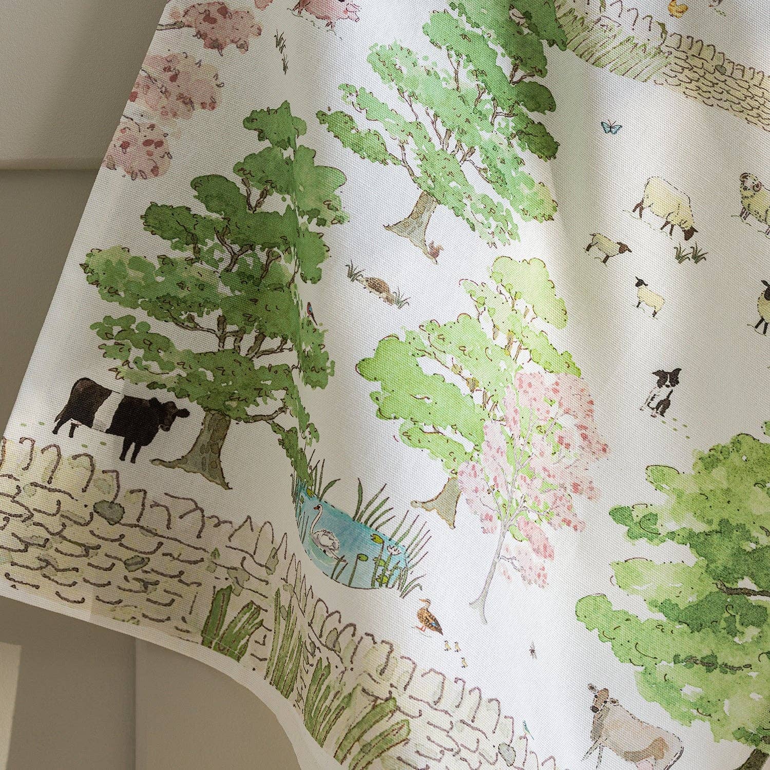 Spring Cottage Scene Tea Towel